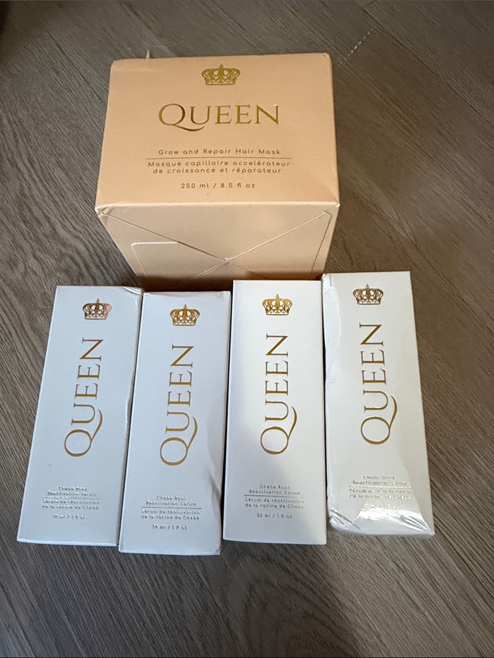 Queen White & Gold Hair Treatment Trio - Nourishing Mask Set